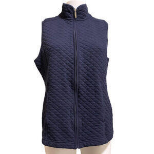 Croft & Barrow Women's Size Small Quilted Zip Up Vest Navy Blue Sleeveless